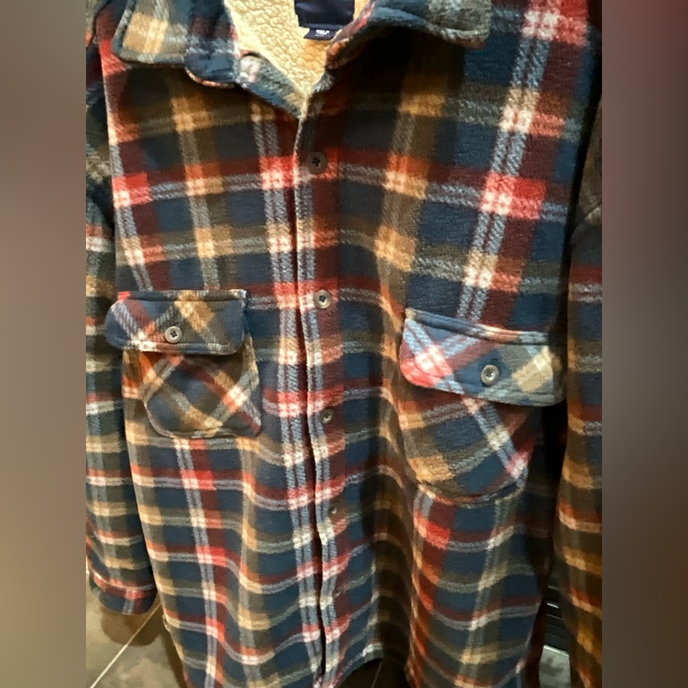 BASIC EDITIONS Men's Plaid Sherpa-Lined Jacket /Shirt - Picture 4 of 9